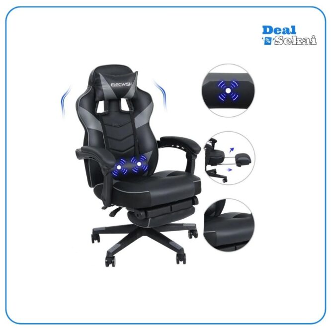 Puluomis Gaming Stuhl mit Massage und Fußstütze