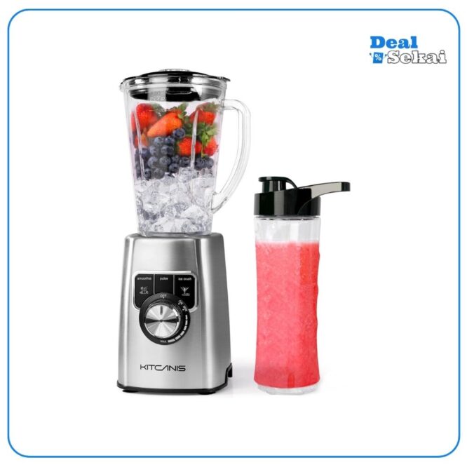 Standmixer 1400W, Smoothie Mixer mit 1.8L Glasbehälter + 600ml jars