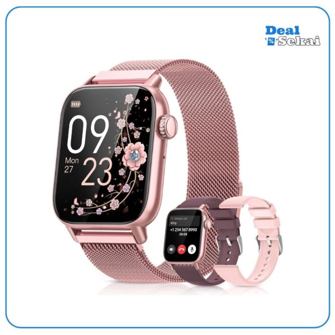 BANLVS Smartwatch Damen mit Telefonfunktion 1,85'' Zoll Fitnessuhr Damen mit SpO2