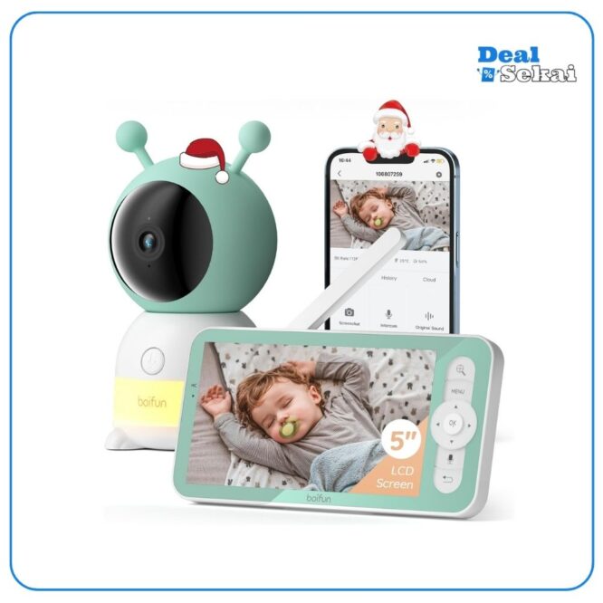 BOIFUN Babyphone mit Kamera 2K/3MP, 5 Zoll Wlan Video Babyfon