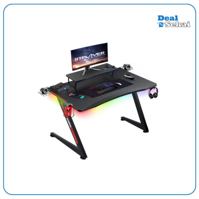 GTPLAYER Schreibtisch Gaming Tisch Gaming Computertisch mit Monitorständer und RGB