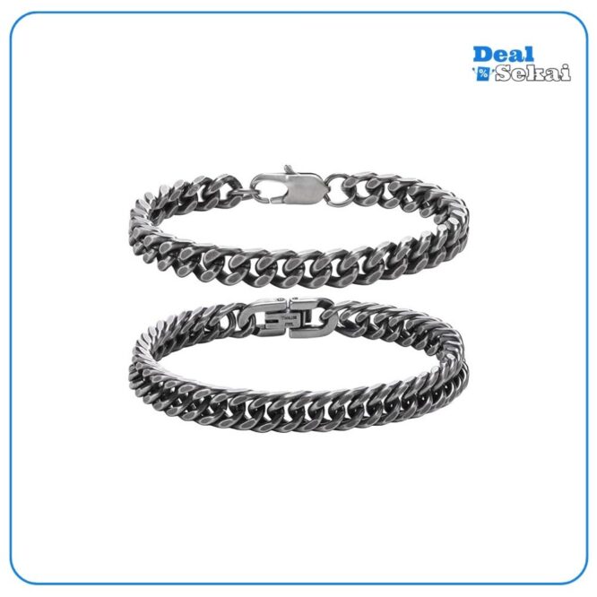 Gamtic Armband Herren Jungs Edelstahl 2 Stücke- Herrenarmbänder Silber