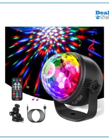 Gritin Discokugel, 360° Rotierende Musik Activated LED Party Lampe
