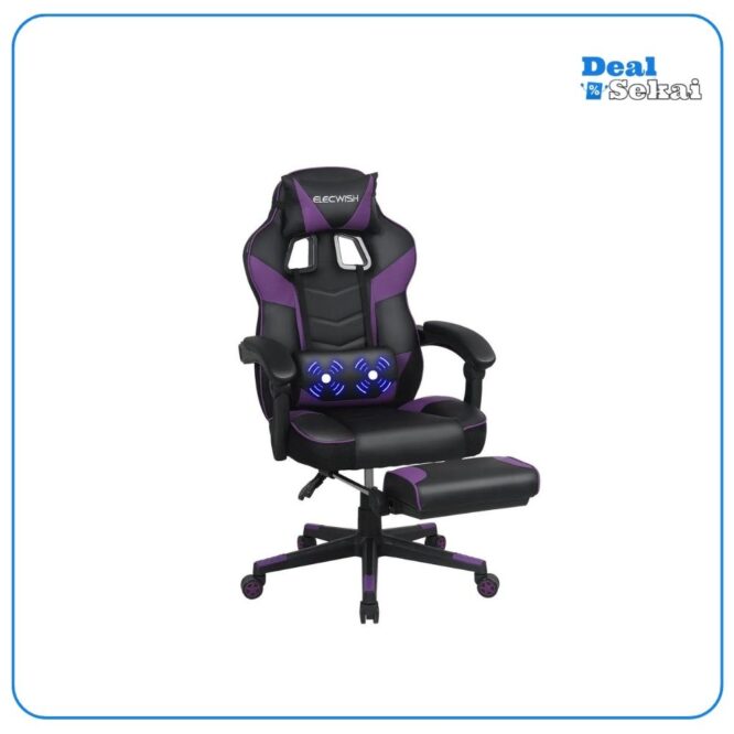 Puluomis Gaming Stuhl mit Massage und Fußstütze 150kg