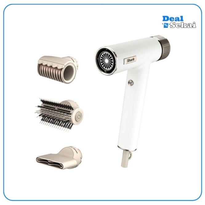 Shark SpeedStyle Haartrockner & RapidGloss Finisher für glattes & welliges Haar, 3 Styler, Schnelltrocknend, Glättet Fliegende Haare, Für Alle Haartypen, Keine Hitzeschäden, Ionisch, Seide, HD333EU