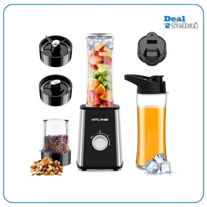 KITCANIS 3-in-1 Mixer Smoothie Maker, 800W Mini Standmixer Blender elektrisch