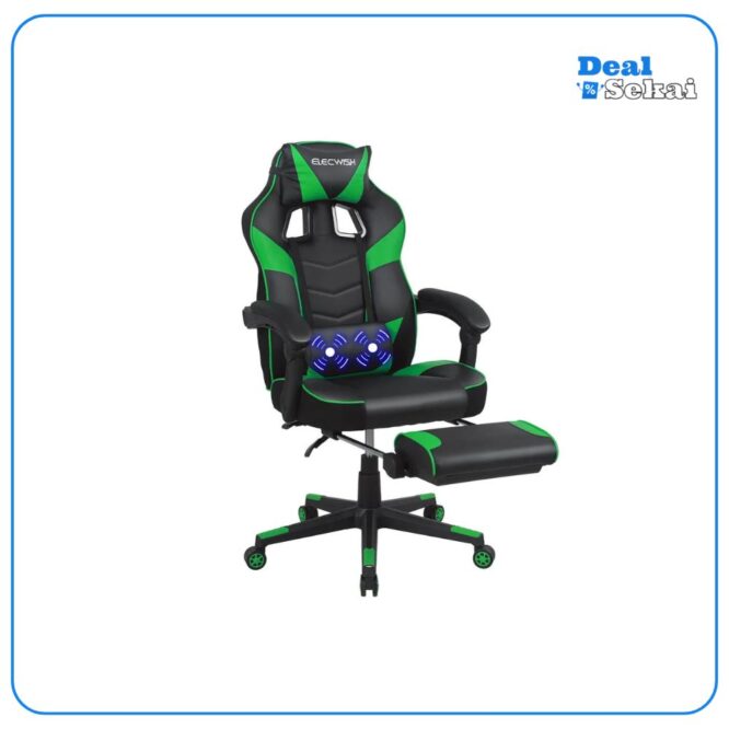 Puluomis Gaming Stuhl mit Massage und Fußstütze 150kg