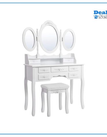 SONGMICS Schminktisch mit 3 Spiegel und Hocker, 7 Schubladen inkl.