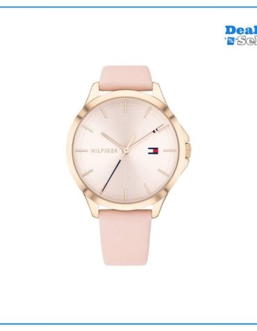 Tommy Hilfiger Analog Quarzuhr für Damen mit Rötliches Lederarmband