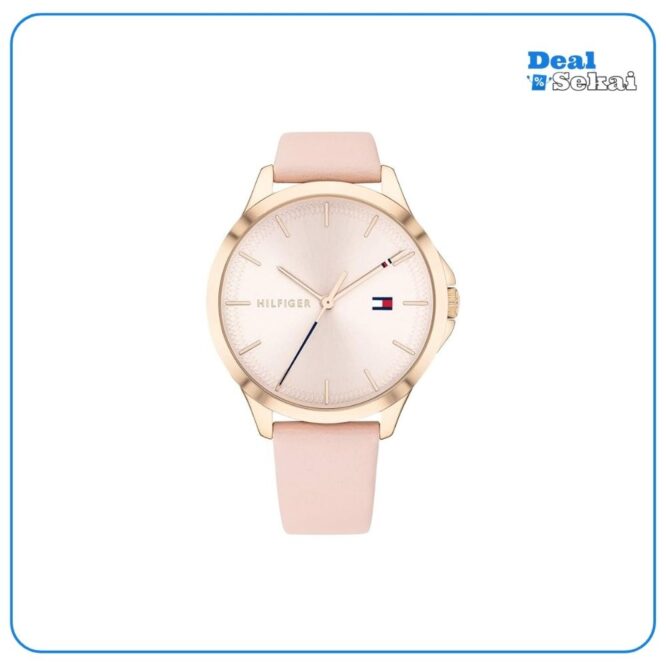 Tommy Hilfiger Analog Quarzuhr für Damen mit Rötliches Lederarmband