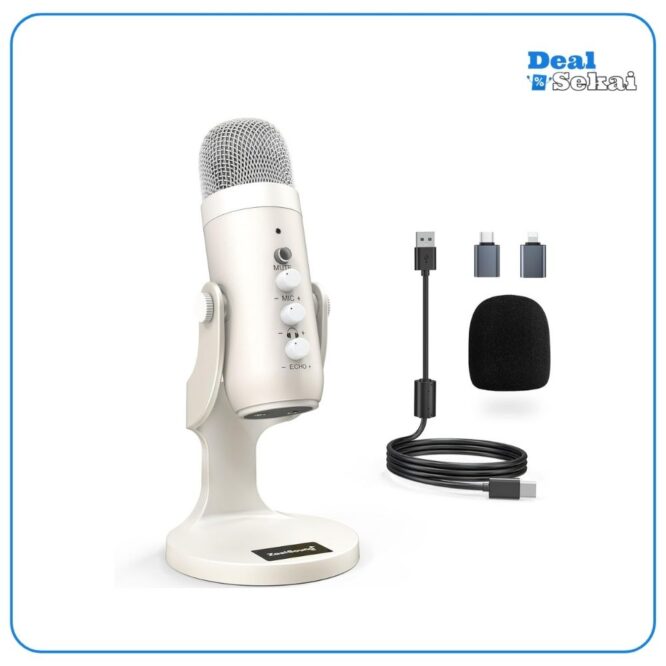 zealsound USB Mikrofon, k66 perlweiß Kondensator Mikrofon für PC Handy