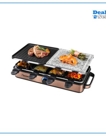 Bestron 2-in-1 Raclette-Partygrill: elektrisches Raclette für bis zu 8 Personen