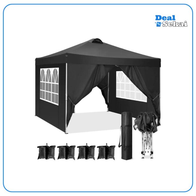Faltpavillon 3x3m Pop Up Pavillon Faltbar mit 4 Seitenwänden