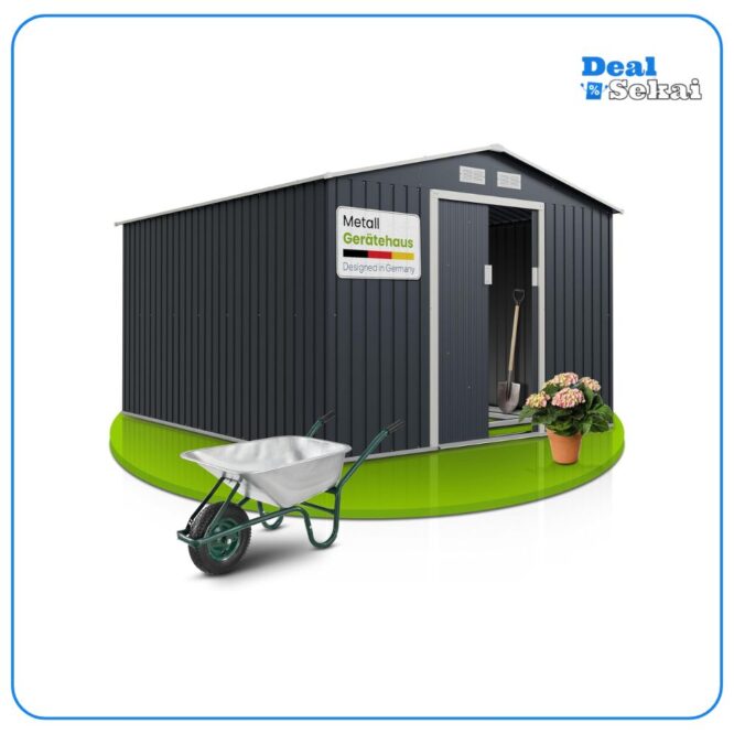 Juskys Metall Gerätehaus XXL 15m³ mit Satteldach
