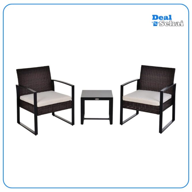 Outsunny Rattan Gartenmöbel Set Polyrattan 3 TLG