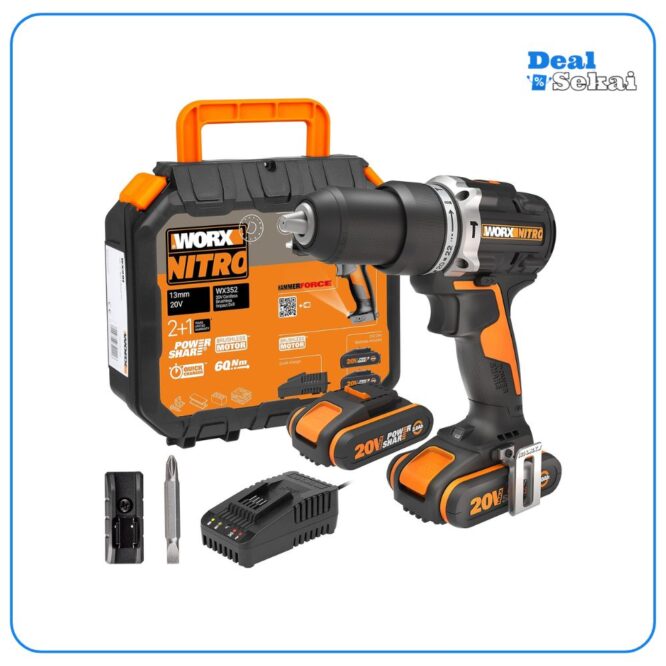 WORX NITRO WX352 Akku Schlagbohrschrauber Set 20V