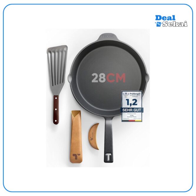 TECOR® Gusseisenpfanne Induktion 28cm inkl. Zubehör