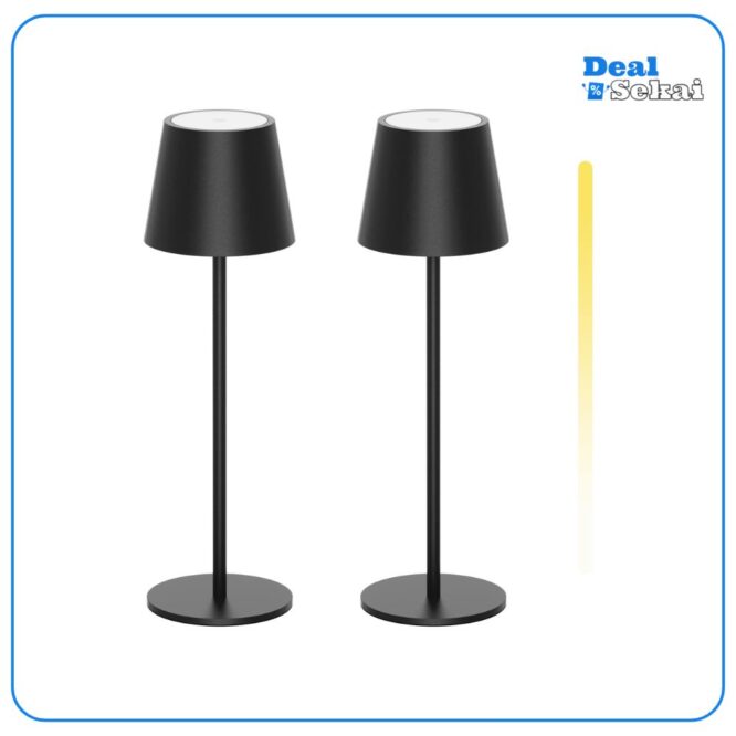 K-Bright 2 Stück LED Dimmbare Akku Tischlampe Kabellose