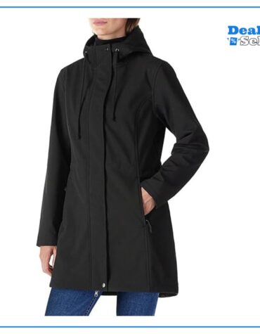 Damen Regenjacke Lange Softshelljacke mit Kapuze