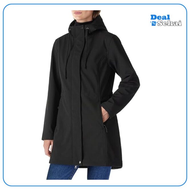 Damen Regenjacke Lange Softshelljacke mit Kapuze
