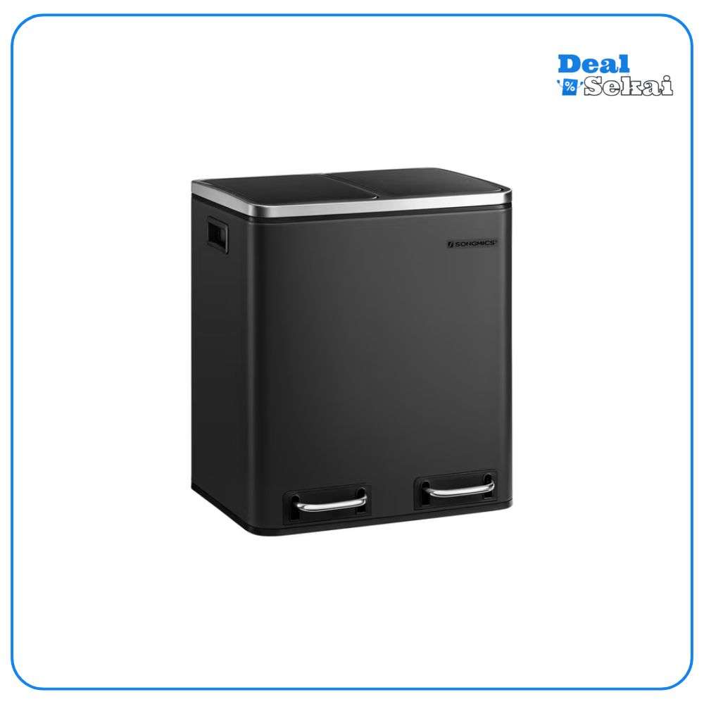 SONGMICS Mülleimer 30L aus Stahl mit Fußpedal
