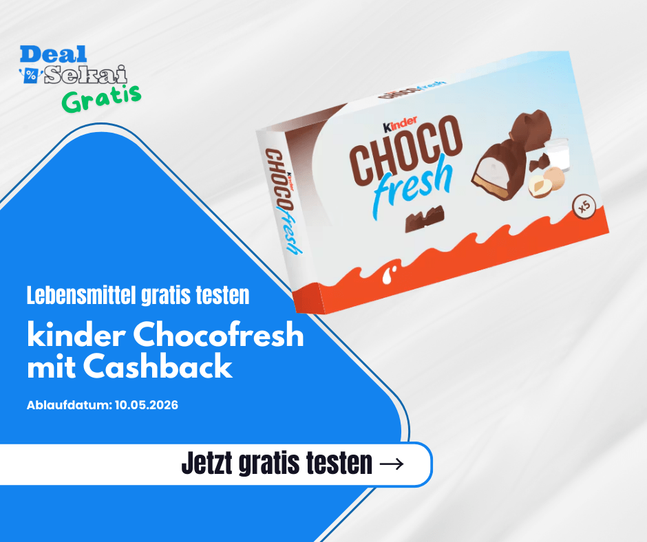 kinder Chocofresh 5er Pack kostenlos testen: Geld-zurück-Cashback-Aktion von Ferrero bis 10.05.2026 – so sicherst du dir die Erstattung des Kaufpreises!