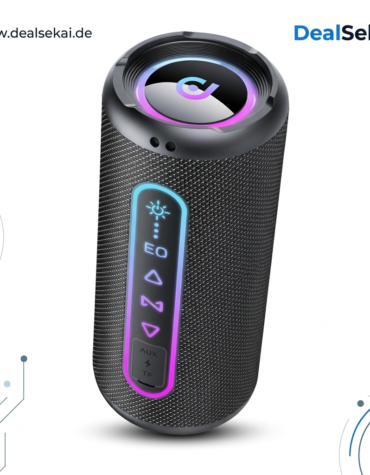 Bluetooth Lautsprecher mit Licht, 25W Musikbox Bluetooth 5.4 mit Dualen Bass-Treibern, TWS Koppelbar Stereo Sound, 24H Akku Boxen, IPX7 Wasserdicht, Tragbarer Speaker für Party Reisen Outdoor, TF/AUX