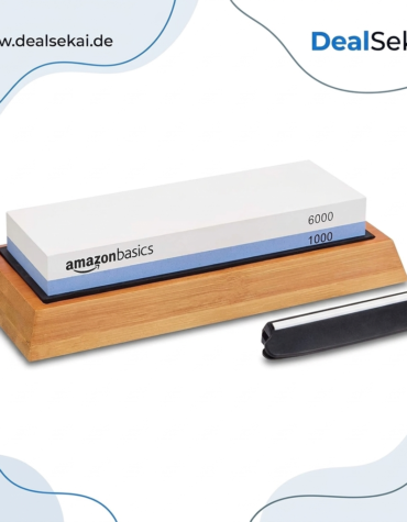 Amazon Basics Schleifstein Messer, Doppelseitig 1000/6000, Schwarz/Blau/Weiß
