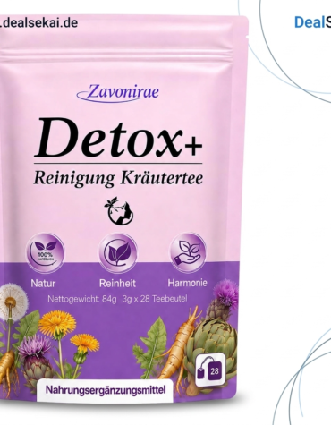Detox Tee, 28-Tage-Kräutertee mit 15-Pflanzen-Komplex – Mit Mariendistel, Artischocke & Löwenzahn für Gewichtsmanagement, Leber- & Detox-Routine