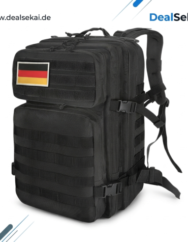 Militär Rucksack Herren,45L Groß Rucksack Wasserdicht Outdoor Assault Survival Wanderrucksack Herren, Taktischer Backpack Geeignet für Jagd,Wandern,Camping und Andere Outdoor-Aktivitäten (Schwarz)