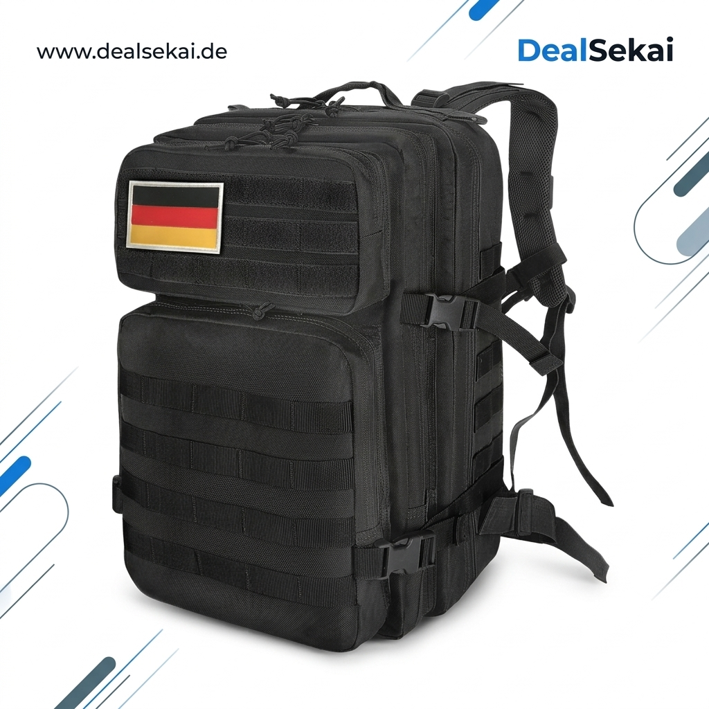 Militär Rucksack Herren,45L Groß Rucksack Wasserdicht Outdoor Assault Survival Wanderrucksack Herren, Taktischer Backpack Geeignet für Jagd,Wandern,Camping und Andere Outdoor-Aktivitäten (Schwarz)