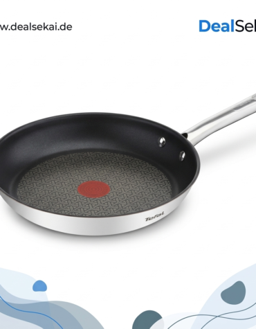 Tefal Duetto Pfanne 28cm, Edelstahlpfanne Induktion, Antihaftversiegelung, Thermo-Signal bei idealer Brattemperatur, leichte Reinigung, Kochen und Anbraten, für alle Herdarten geeignet, A70406